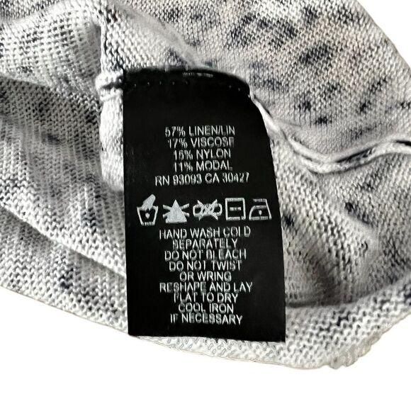 Nic + Zoe Linen Blend Sweater short sleeve white and blue flower large - Picture 9 of 12